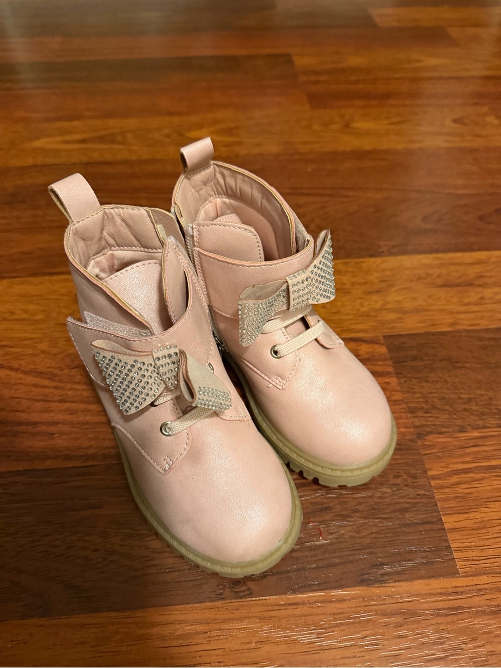 Jessica Simpson Light Pink Girls Bow-Embellished Ankle Boots